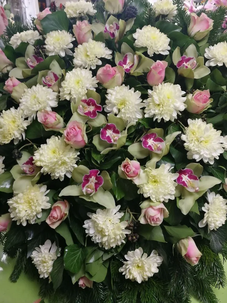 Zöld orchidea álló koszorú (AKO-161)